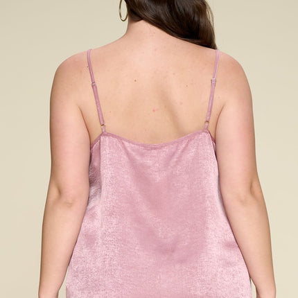 Solid Satin Sleeveless Cami Woven Tank Top