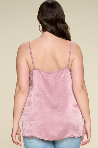 Solid Satin Sleeveless Cami Woven Tank Top