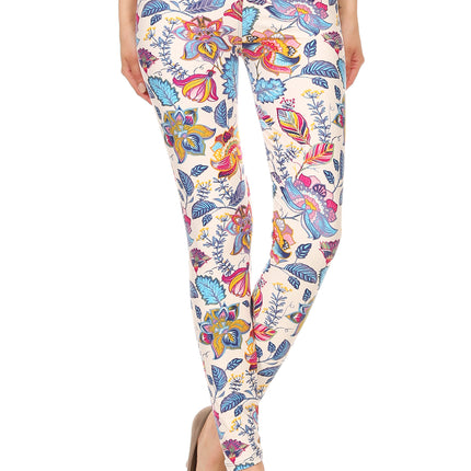 Floral Printed Lined Knit Legging With Elastic Waistband