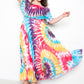 Tie Dye Off Shoulder Pleated Maxi Dress