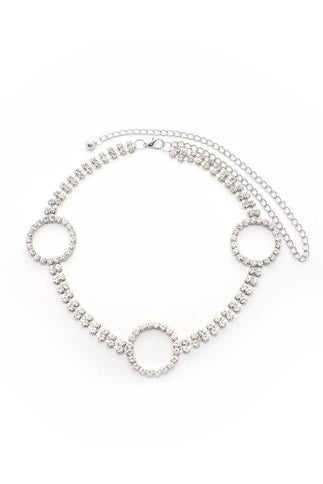 Circle 2 Line Rhinestone Chain Belt