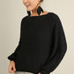 Puff Sleeve Boat Neck Sweater