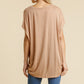 Short Sheer Dolman Sleeve Scoop Neck Top With Side Slit