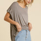 Short Sheer Dolman Sleeve Scoop Neck Top With Side Slit