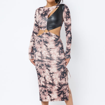 Tie Dye Long Sleeve Midi Dress