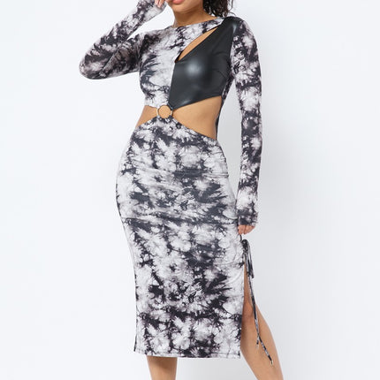 Tie Dye Long Sleeve Midi Dress