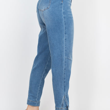 Cuffed-button Mom Jeans