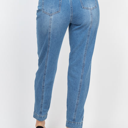 Cuffed-button Mom Jeans