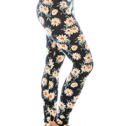 Long Yoga Style Banded Lined Multi Printed Knit Legging With High Waist