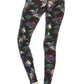 Long Yoga Style Banded Lined Floral Printed Knit Legging With High Waist