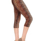 Multi-color Print, Cropped Capri Leggings In A Fitted Style With A Banded High Waist.