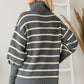 Heavy Knit Striped Turtle Neck Knit Sweater