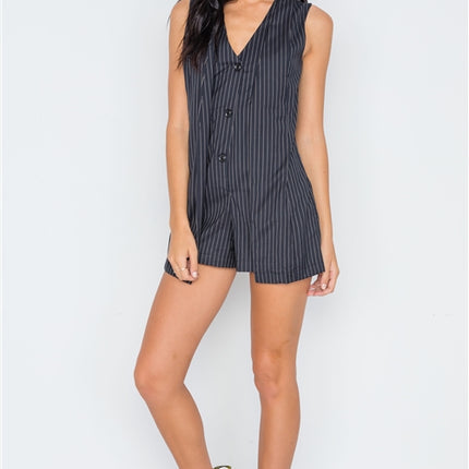 Button Down Sleeveless Romper