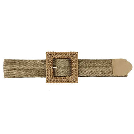 Fashion Square Straw Buckle Belt