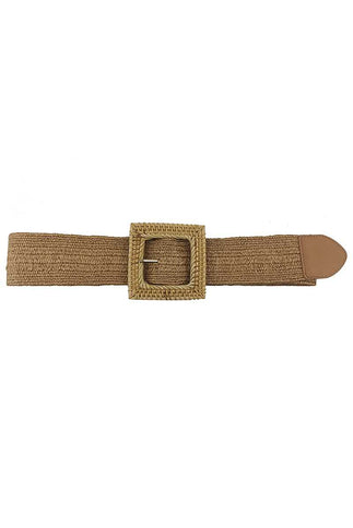 Fashion Square Straw Buckle Belt