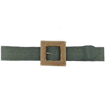 Fashion Square Straw Buckle Belt