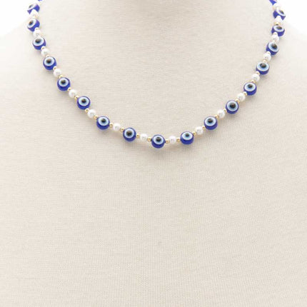 Evil Eye Pearl Bead Necklace