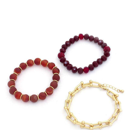 U Link Stone Beaded Bracelet Set.