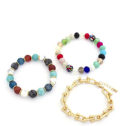 U Link Stone Beaded Bracelet Set.