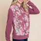 Floral Printed Contrast Hoodie With Relaxed Fit And Cuff Detail