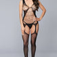 Sleeveless Suspender Bodystocking With Cut-out Details.