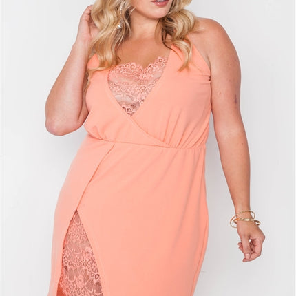 Plus Size Lace Detail Bodycon Mini Dress