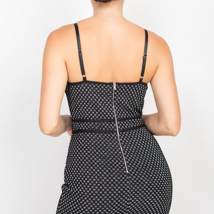 Sleeveless Sparkle Honeycomb Bodycon Dress