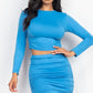 Ruched Side Crop Top & Drawstring Skirt Set