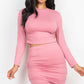 Ruched Side Crop Top & Drawstring Skirt Set