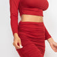 Ruched Side Crop Top & Drawstring Skirt Set