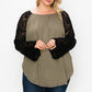 Solid Top Featuring Flattering Lace Bell Sleeves