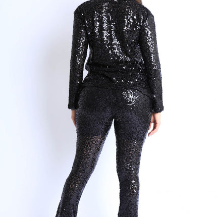 Sequin Button Down Shirt And Pant Set