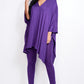 Solid Heavy Rayon Spandex Cape Top And And Leggings 2 Piece Set