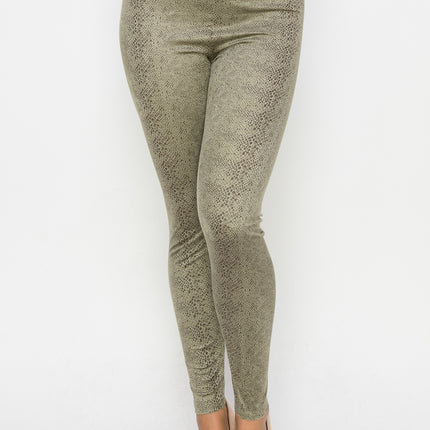 Embossed Snake Print Top And Leggings Set