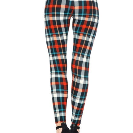 Multi Printed, High Waisted, Leggings With An Elasticized Waist Band