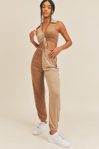 Two-tone Color Two-piece Jogger Set