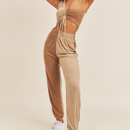 Two-tone Color Two-piece Jogger Set