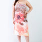 Plus Peach Flower Print Sleeveless Midi Dress