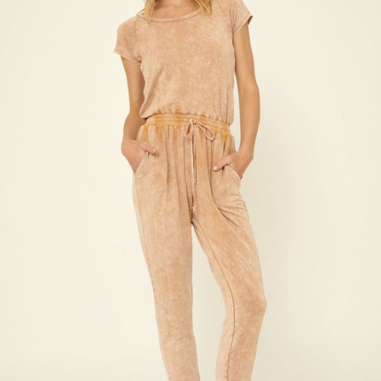 Mineral Washed Finish Knit Jumpsuit