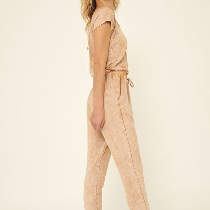 Mineral Washed Finish Knit Jumpsuit