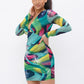 Long Sleeve Printed V-neck Dress