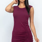 Sleeveless Shoulder Pad Drawstring Ruched Mini Dress