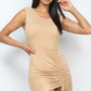 Sleeveless Shoulder Pad Drawstring Ruched Mini Dress