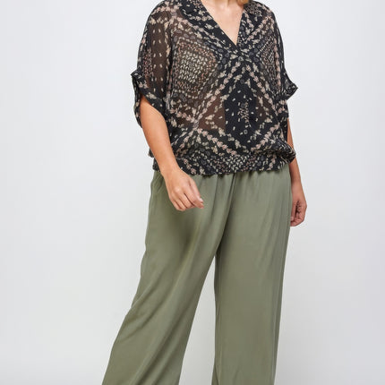 Solid Full Length Wide Leg Palazzo Pants