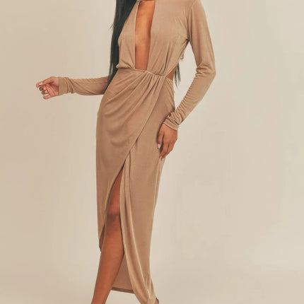 Pecan Brown Open Front Dress