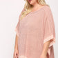 Light Knit And Woven Mixed Boxy Top With Poncho Sleeve