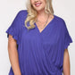 Solid Viscose Knit Surplice Top With Ruffle Sleeve