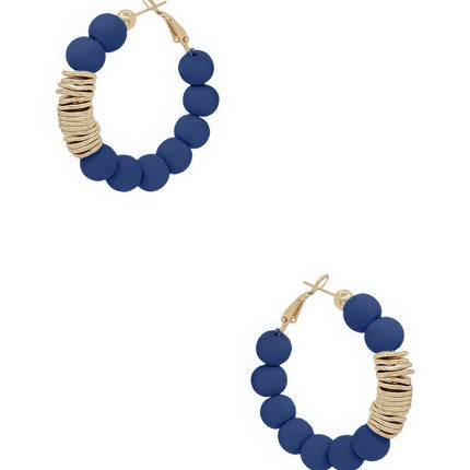 Clay Ball With Metal Accent Hoop Earring