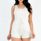 Sleeveless Drawstring Waist Button Tank Romper