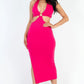 Cut-out Halter Neck Double Back Tie Split Thigh Midi Dress